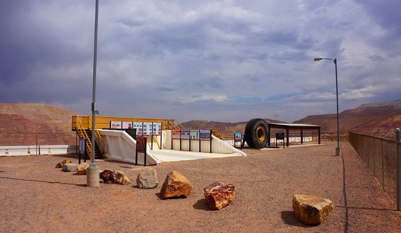 The new Morenci Overlook contains a haul truck tire and a covered viewing area.