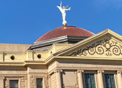 The copper dome atop the historic Arizona State Capitol building was replaced to restore it to its glistening grandeur.