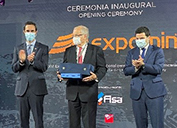 Company Vice President Francisco Costabal (middle) received a lifetime achievement award at a trade event in Chile from Chilean Mining Minister Juan Carlos Jobet (left) and event Director Francisco Sotomayor. 