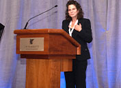 Lynn Lande, Chief Environmental Engineer, speaks after receiving the SPADE Award on behalf of Freeport-McMoRan