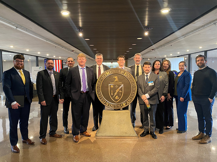 The team who helped craft Freeport’s proposal to the Department of Energy pose for a photo while in Washington D.C. to discuss the project. 