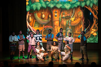 Students from Taruna Papua Boarding School participated in “Peter Pan Jr.” during the Camp Broadway Indonesia Finale Showcase at Jakarta Mainstage 2025. 
